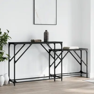 The Living Store Komplet konzolnih mizic 2-delni črn inženirski les - Komplet Konzolnih Mizic