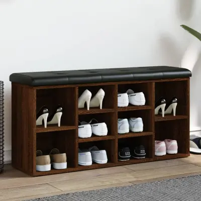 The Living Store Klop za čevlje rjavi hrast 102x32x50 cm inženirski les - Klop Za Čevlje