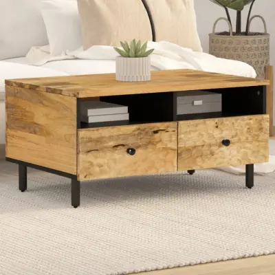 The Living Store Klubska mizica 80x54x40 cm trden mangov les - Klubska Mizica