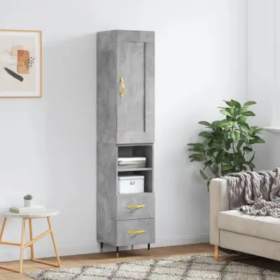 The Living Store Visoka omara betonsko siva 34,5x34x180 cm inženirski les - Visoka Omara
