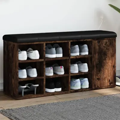 The Living Store Klop za čevlje dimljen hrast 102x32x50 cm inženirski les - Klop Za Čevlje