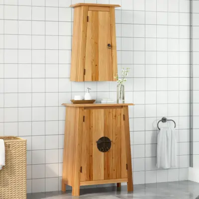 The Living Store Kopalniška garnitura 2-delna trdna borovina - Komplet Kopalniškega Pohištva