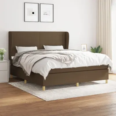 The Living Store Box spring postelja z vzmetnico temno rjava 180x200 cm blago - Box Spring Postelja