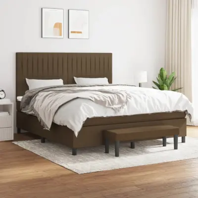 The Living Store Box spring postelja z vzmetnico temno rjava 180x200 cm blago - Box Spring Postelja