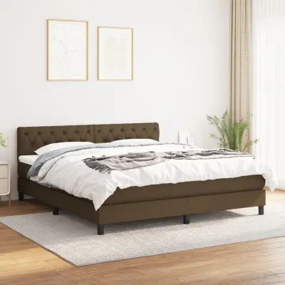 The Living Store Box spring postelja z vzmetnico temno rjava 160x200 cm blago - Box Spring Postelja