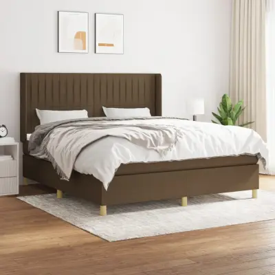 The Living Store Box spring postelja z vzmetnico temno rjava 180x200 cm blago - Box Spring Postelja