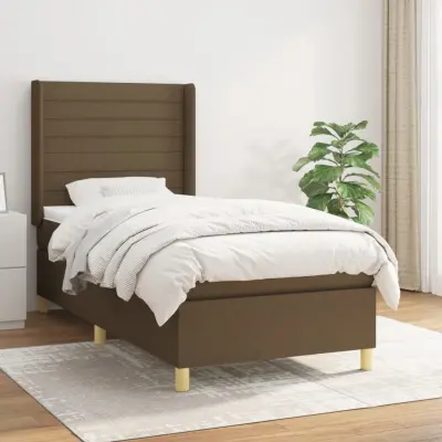 The Living Store Box spring postelja z vzmetnico temno rjava 80x200 cm blago - Box Spring Postelja