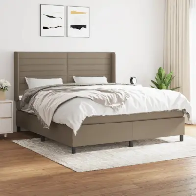 The Living Store Box spring postelja z vzmetnico taupe 180x200 cm blago - Box Spring Postelja