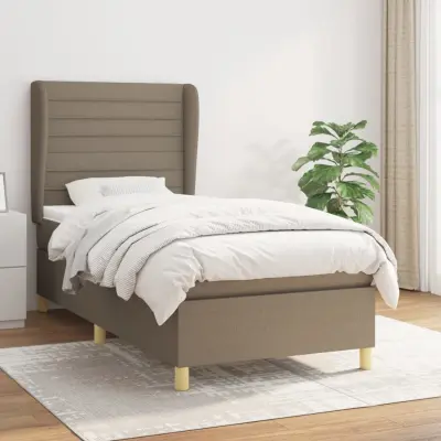 The Living Store Box spring postelja z vzmetnico taupe 100x200 cm blago - Box Spring Postelja