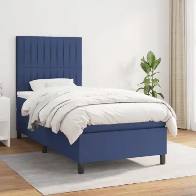 The Living Store Box spring postelja z vzmetnico moder 80x200 cm blago - Box Spring Postelja