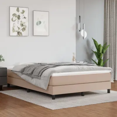 The Living Store Box spring postelja z vzmetnico kapučino 140x190cm umetno usnje - Box Spring Postelja