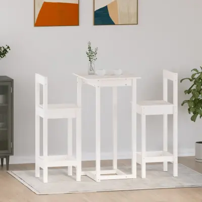 The Living Store Barska garnitura 3-delna bela trdna borovina - Barska Garnitura