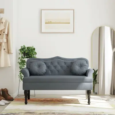 The Living Store Klop z blazinami temno siva 120,5x65x75 cm žamet - Klop