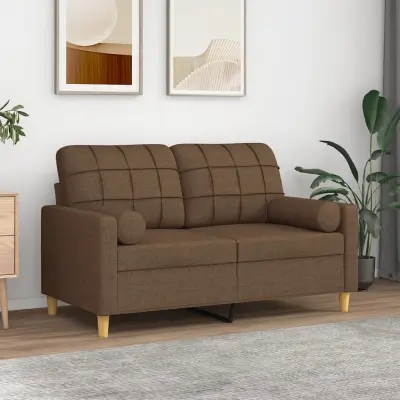 The Living Store Kavč dvosed z blazinami rjav 120 cm blago - Kavč Dvosed