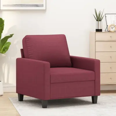 The Living Store Fotelj vinsko rdeč 60 cm blago - Fotelj