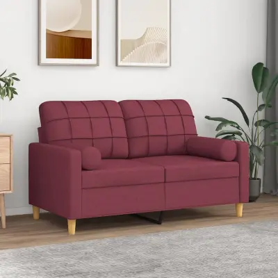 The Living Store Kavč dvosed z blazinami vinsko rdeč 120 cm blago - Kavč Dvosed