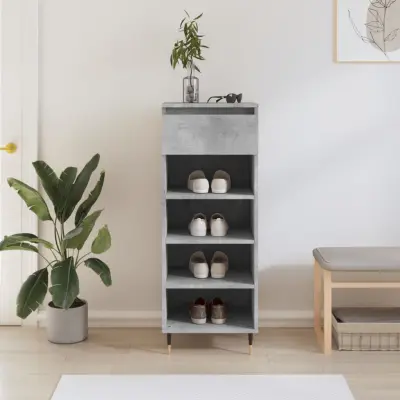The Living Store Omarica za čevlje betonsko siva 40x36x105 cm inženirski les - Omarica Za Čevlje