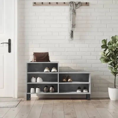 The Living Store Omarica za čevlje betonsko siva 102x36x60 cm inženirski les - Omarica Za Čevlje