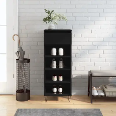 The Living Store Omarica za čevlje črna 40x36x105 cm inženirski les - Omarica Za Čevlje