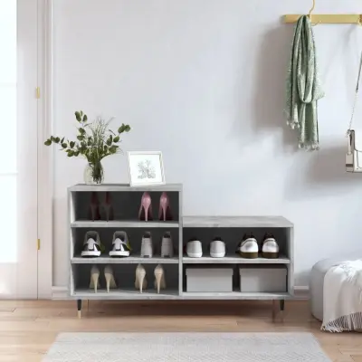 The Living Store Omarica za čevlje betonsko siva 102x36x60 cm inženirski les - Omarica Za Čevlje