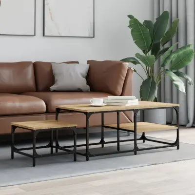 The Living Store Komplet mizic 2-delni sonoma hrast inženirski les - Komplet Klubskih Mizic