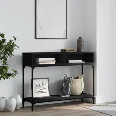 The Living Store Konzolna mizica črna 100x30,5x75 cm inženirski les - Konzolna Mizica
