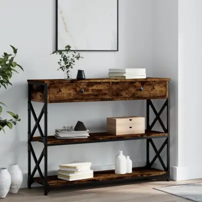 The Living Store Konzolna mizica dimljen hrast 100x28x75 cm inženirski les - Konzolna Mizica