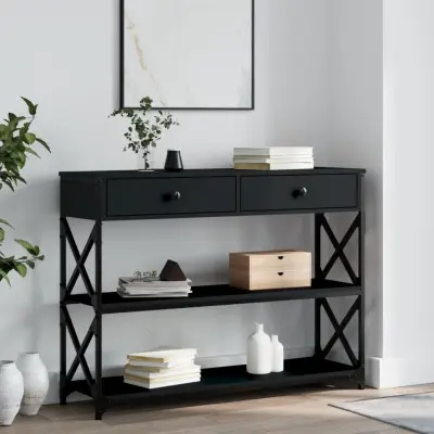 The Living Store Konzolna mizica črna 100x28x75 cm inženirski les - Konzolna Mizica