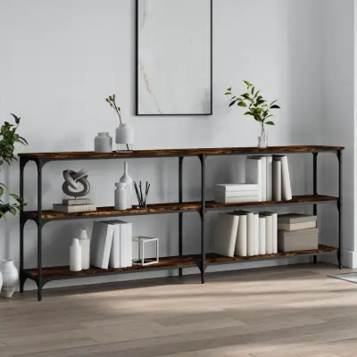 The Living Store Konzolna mizica dimljen hrast 200x29x75 cm inženirski les - Konzolna Mizica