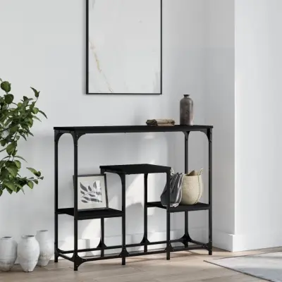 The Living Store Konzolna mizica črna 89,5x28x76 cm inženirski les - Konzolna Mizica