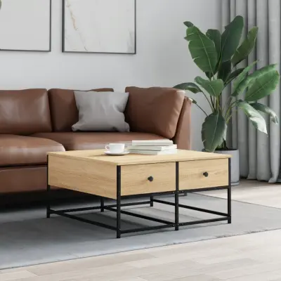 The Living Store Klubska mizica sonoma hrast 80x80x40 cm konstruiran les - Klubska Mizica