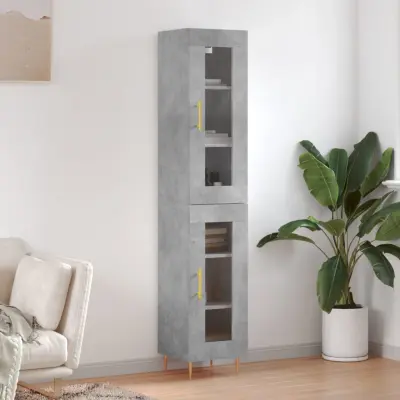 The Living Store Visoka omara betonsko siva 34,5x34x180 cm inženirski les - Visoka Omarica