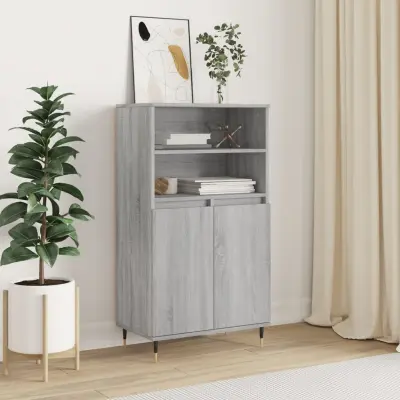 The Living Store Visoka omara siva sonoma 60x36x110 cminženirski les - Visoka Omarica