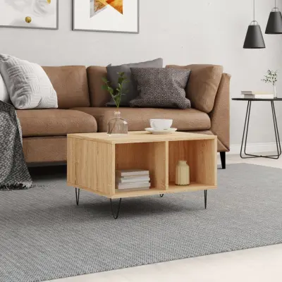 The Living Store Klubska mizica sonoma hrast 60x50x36,5 cm inženirski les - Klubska Mizica