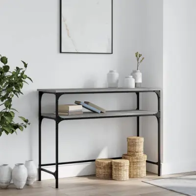 The Living Store Konzolna mizica siva sonoma 100x35,5x75 cm inženirski les - Konzolna Mizica