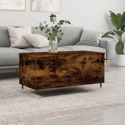 The Living Store Klubska mizica dimljeni hrast 90x44,5x45 cm inženirski les - Klubska Mizica