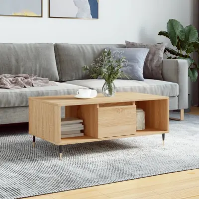 The Living Store Klubska mizica sonoma hrast 90x50x36,5 cm inženirski les - Klubska Mizica