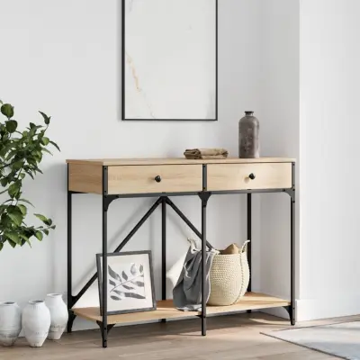 The Living Store Klubska mizica sonoma hrast 100x39x78,5 cm inženirski les - Konzolna Mizica