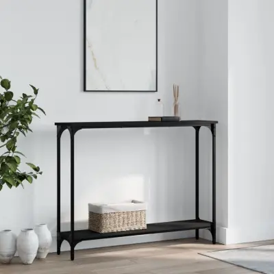 The Living Store Konzolna mizica črna 100x22,5x75 cm inženirski les - Konzolna Mizica