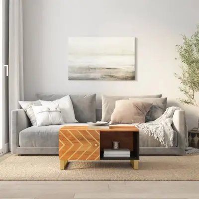 The Living Store Klubska mizica rjava in črna 80×50×40 cm trden mangov les - Klubska Mizica