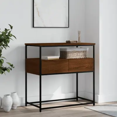 The Living Store Konzolna mizica rjav hrast 75x40x75 cm inženirski les - Konzolna Mizica