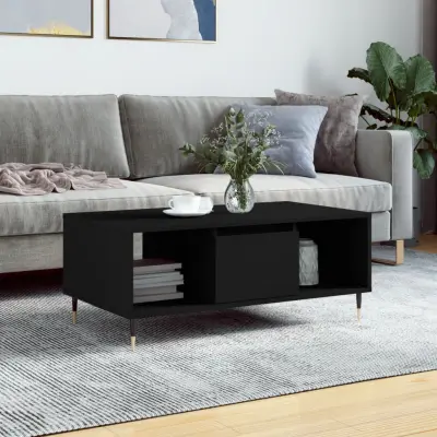 The Living Store Klubska mizica črna 90x50x36,5 cm inženirski les - Klubska Mizica