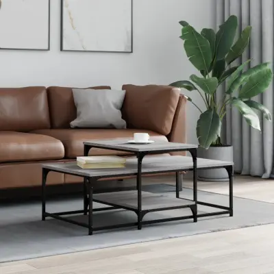 The Living Store Klubska mizica siva sonoma 102x60x45 cm inženirski les - Klubska Mizica