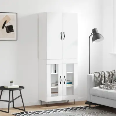 The Living Store Visoka omara bela 69,5x34x180 cm inženirski les - Visoka Omara