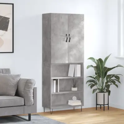 The Living Store Visoka komoda betonsko siva 69,5x34x180 cm inženirski les - Visoka Omara