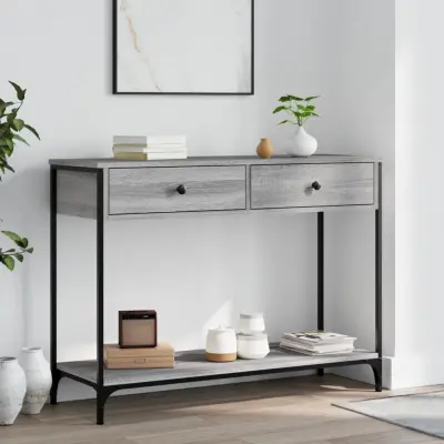 The Living Store Konzolna mizica siva sonoma 100x34,5x75 cm inženirski les - Konzolna Mizica