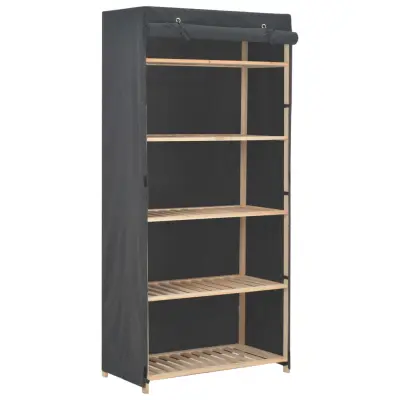 The Living Store Garderobna omara iz blaga 79x40x170 cm siva - Garderobna Omara
