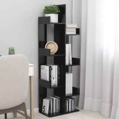 The Living Store Knjižna omara črna 48x25,5x140 cm iverna plošča - Knjižna Omara