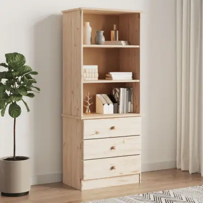 The Living Store TV omarica s predali ALTA 60x35x142 cm trdna borovina - Knjižna Omara