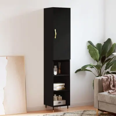 The Living Store Visoka omara črna 34,5x34x180 cm inženirski les - Visoka Omara